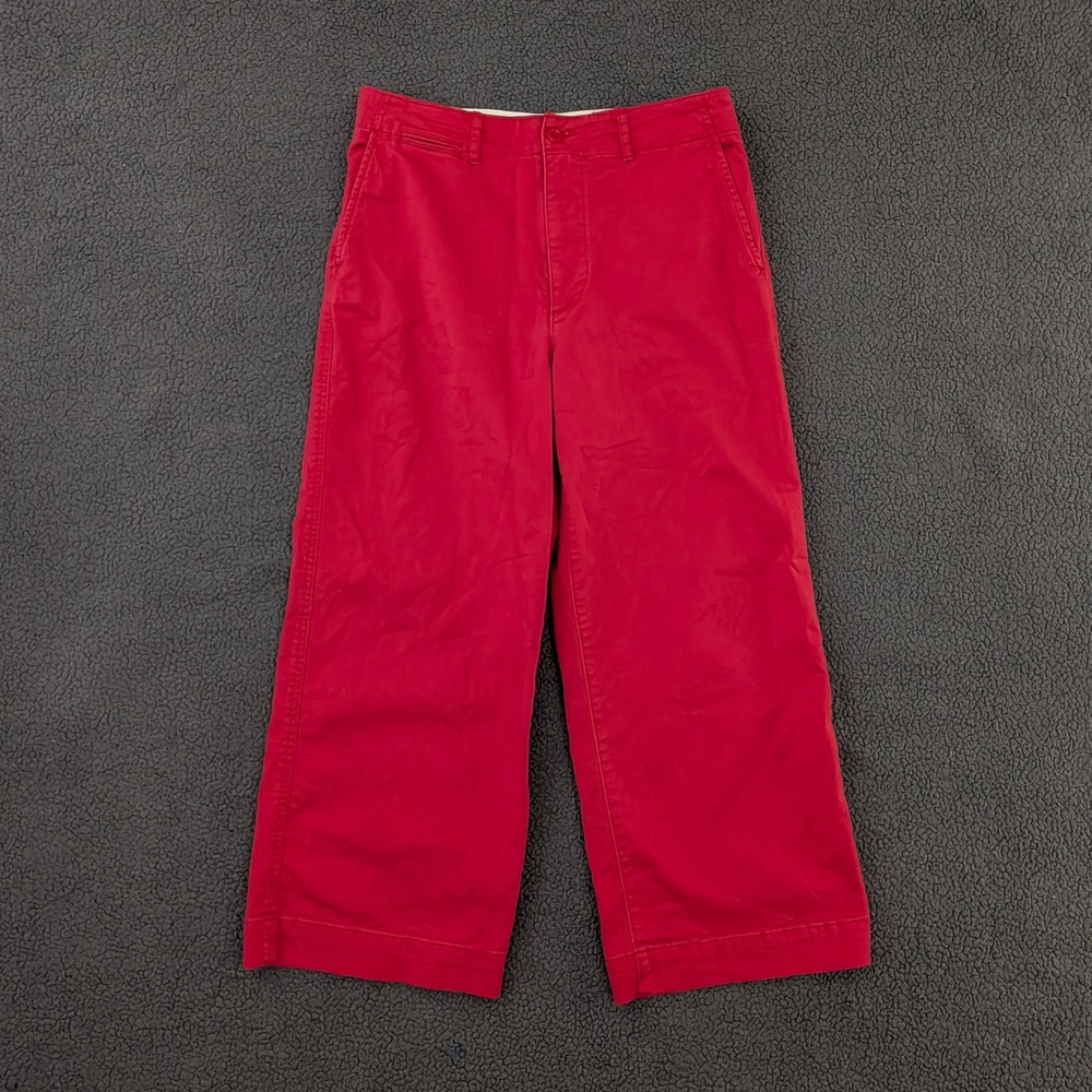 Polo Ralph Lauren Red Wide Leg Cropped Trousers Pants Womens Size 6 High Rise